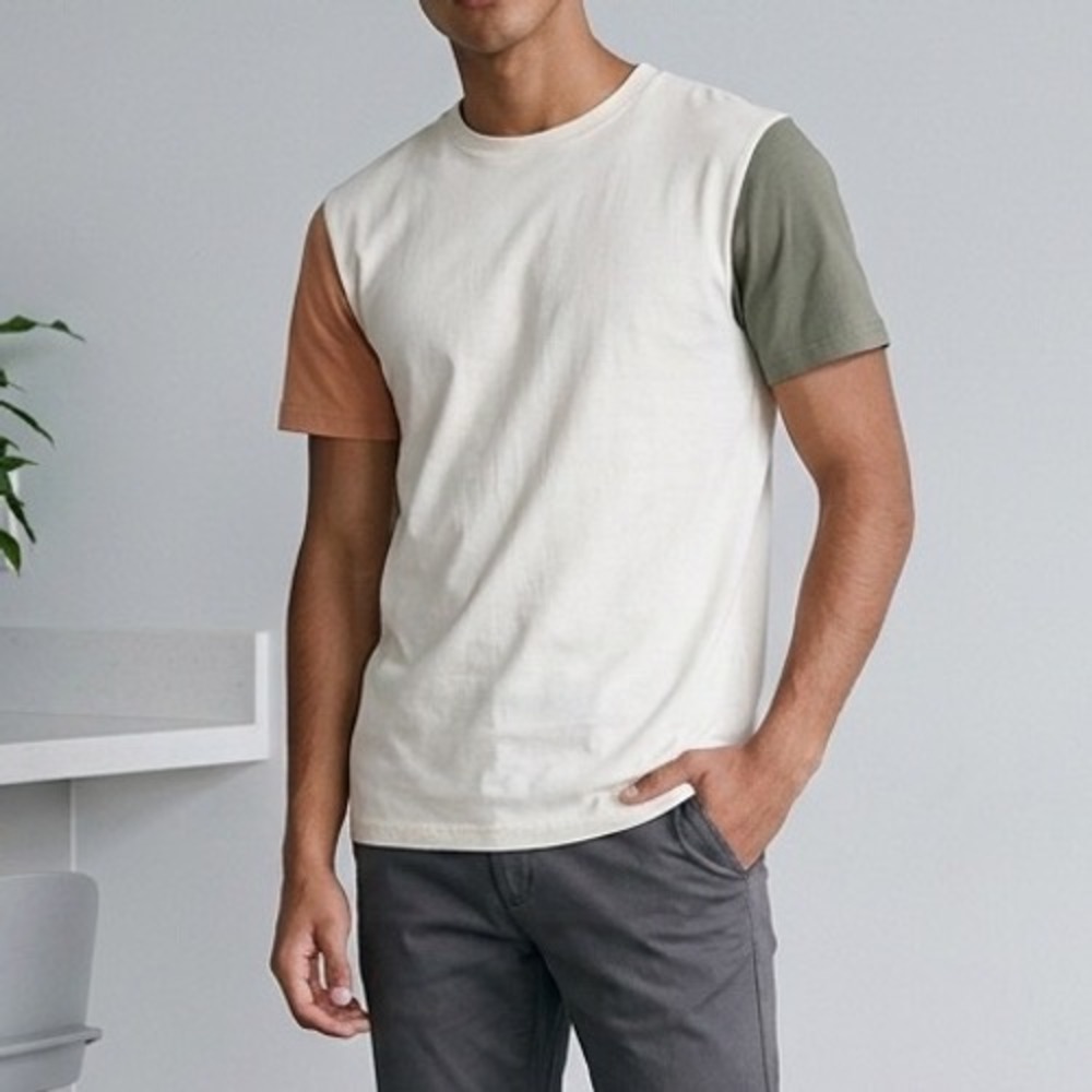 Original Use Mens Colorblock T-Shirt Beachcomber Off White Olive Clay NWT Small